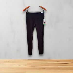 New Gaiam Women Size 6 OM Fit Leggings with Sloan Velvet Trim Black Yoga Pants